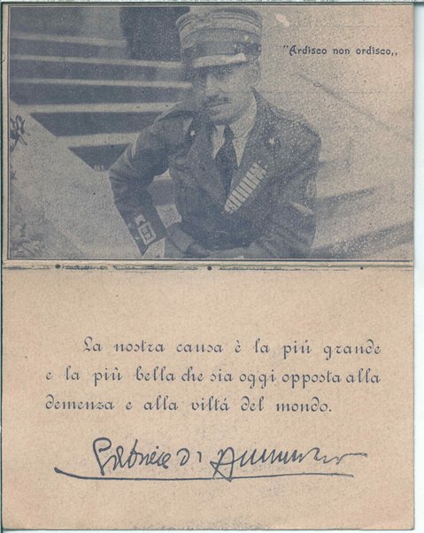 Cartolina postale illustrata con ritratto di Gabriele D'Annunzio